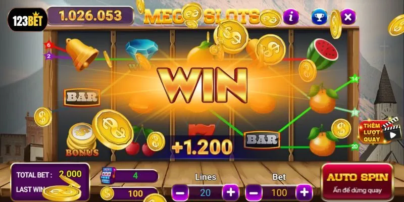 Giao diện Slot 123BET với đồ họa sắc nét và âm thanh sống động